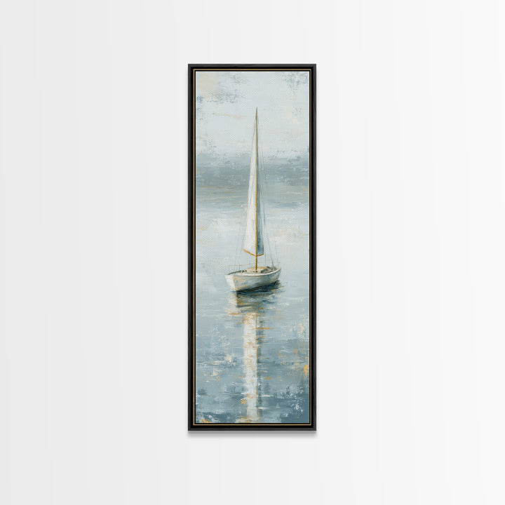 Quiet Sailboat on Calm Water Canvas Print, Waiting Room Art, Contemporary Art, Waiting Room Decor, Calm, Living Room Wall Art, WRA-1x3-7