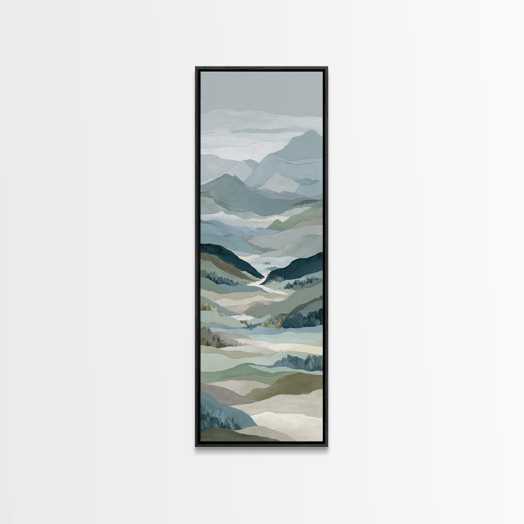 Simple Mountain Layers Framed Canvas Print, Waiting Room Art, Fine Art, Waiting Room Decor, Calm, Minimalist Decor, WRA-1x3-74