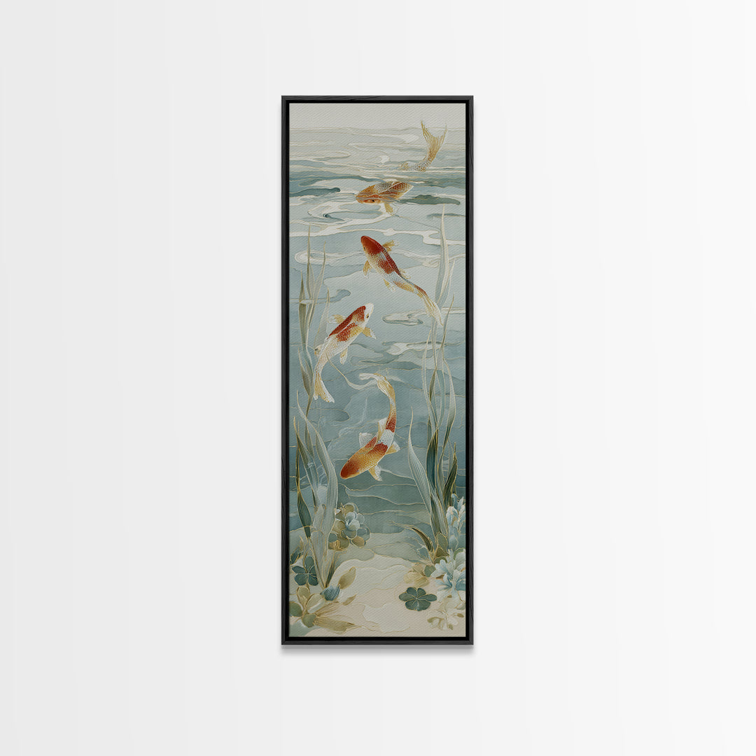 Gentle Koi Fish Canvas Print, Waiting Room Art, Gallery Decor, Waiting Room Decor, Oil Painting, Calm, Contemporary Art, WRA-1x3-82