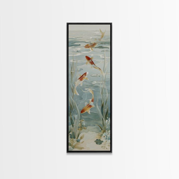 Gentle Koi Fish Canvas Print, Waiting Room Art, Gallery Decor, Waiting Room Decor, Oil Painting, Calm, Contemporary Art, WRA-1x3-82
