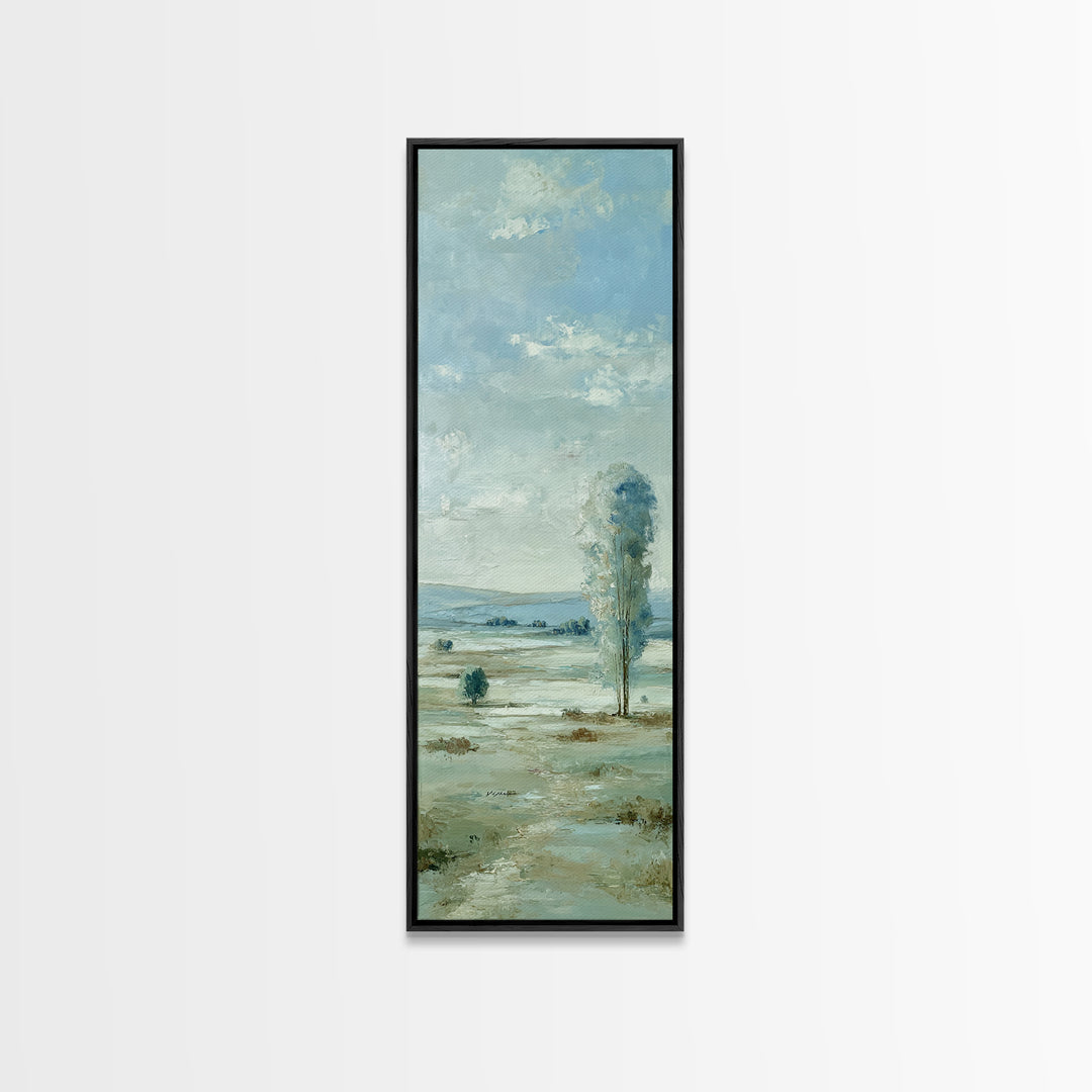 Open Field with Distant Tree Framed Canvas Print, Waiting Room Art, Gallery Wall Art, Waiting Room Decor, Fine Art, Calm, WRA-1x3-83