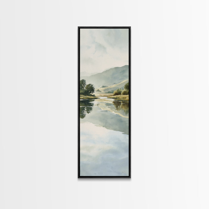 Peaceful Lake Reflection at Dawn Canvas Print, Waiting Room Art, Minimalist Wall Art, Waiting Room Decor, Fine Art, Calm, WRA-1x3-88