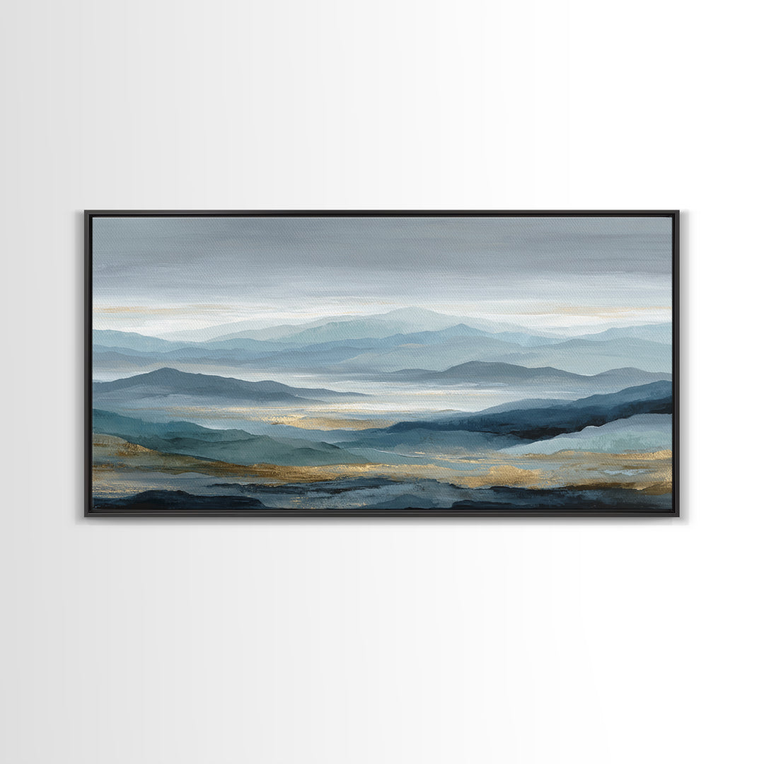 Simple Mountain Layers Framed Canvas Print, Waiting Room Art, Art Print, Waiting Room Decor, Fine Art, Calm, Abstract Art, WRA-2x1-10