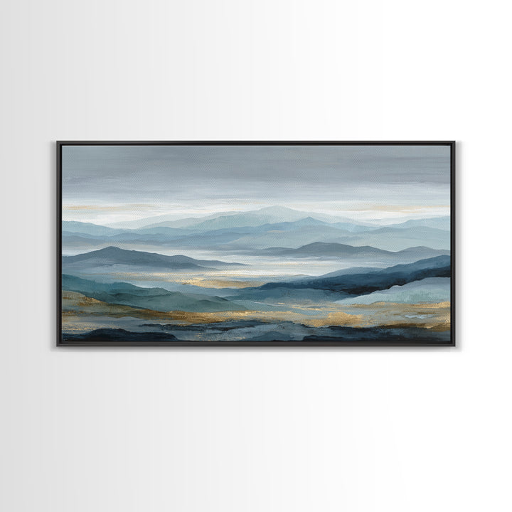 Simple Mountain Layers Framed Canvas Print, Waiting Room Art, Art Print, Waiting Room Decor, Fine Art, Calm, Abstract Art, WRA-2x1-10