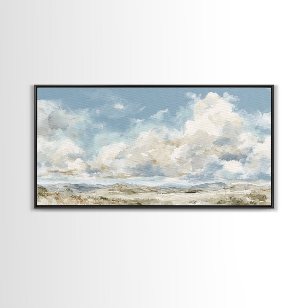 Large Cloudscape with Hopeful Light Framed Canvas Print, Waiting Room Art, Art Print, Waiting Room Decor, Fine Art, Calm, WRA-2x1-12