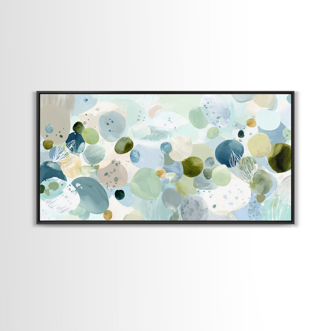 Pastel Rainbow Shapes for Pediatric Spaces Framed Canvas Print, Waiting Room Art, Fine Art Print, Waiting Room Decor, WRA-2x1-14
