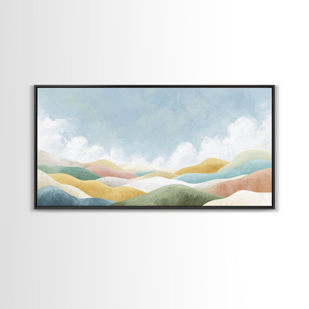 Pastel Rainbow Shapes for Pediatric Spaces Framed Canvas Print, Waiting Room Art, Fine Art Print, Waiting Room Decor, WRA-2x1-38