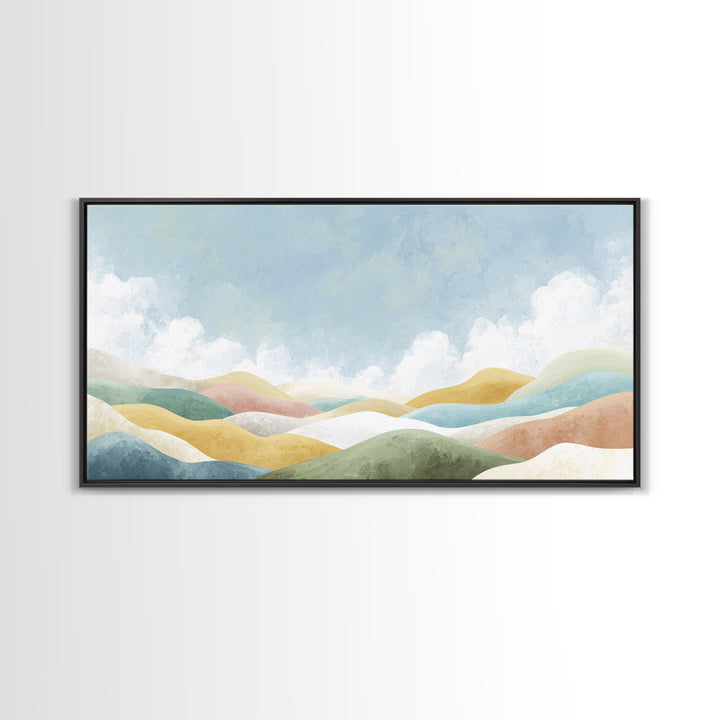 Pastel Rainbow Shapes for Pediatric Spaces Framed Canvas Print, Waiting Room Art, Fine Art Print, Waiting Room Decor, WRA-2x1-38