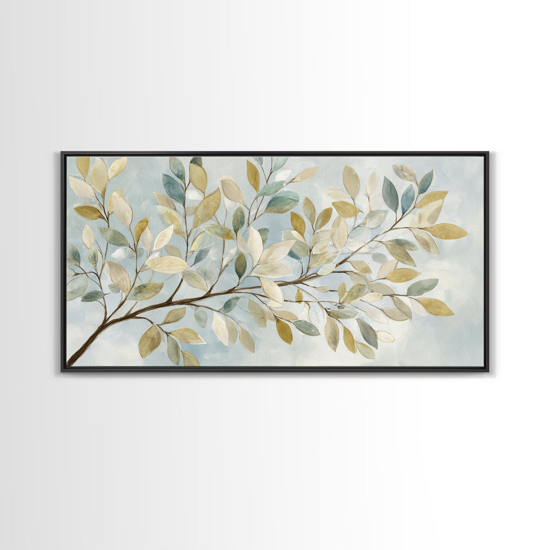 Neutral Botanical Branch Canvas Print, Waiting Room Art, Living Room Wall Art, Waiting Room Decor, Watercolor Art, Calm, WRA-2x1-47