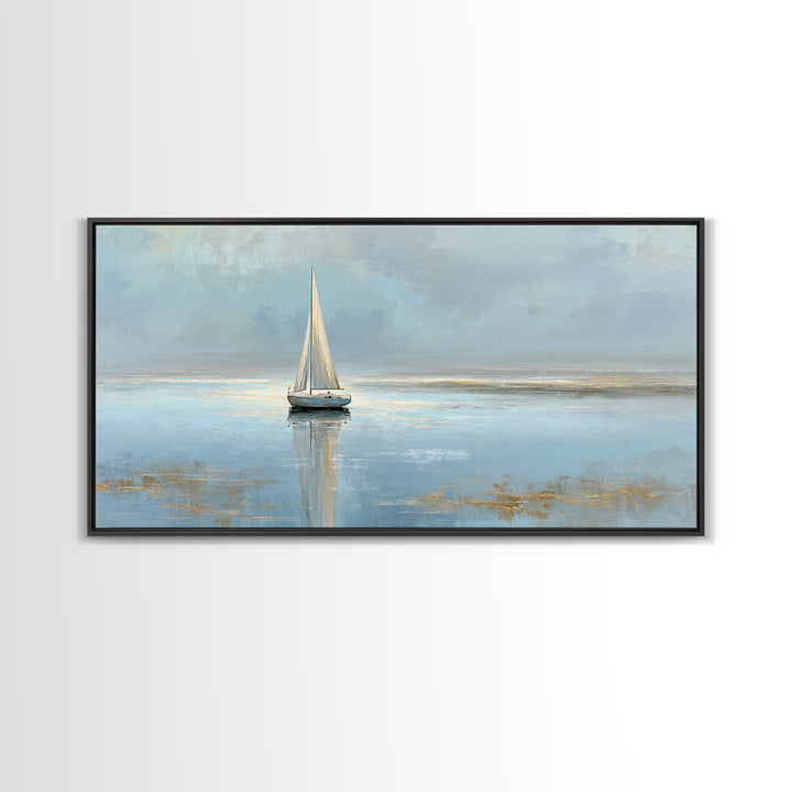 Quiet Sailboat on Calm Water Canvas Print, Waiting Room Art, Minimalist Wall Art, Waiting Room Decor, Fine Art, Calm, WRA-2x1-63