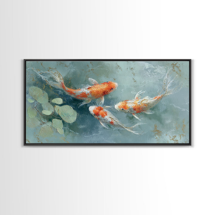 Gentle Koi Fish Canvas Print, Waiting Room Art, Textured Painting, Waiting Room Decor, Watercolor Art, Calm, Printable Art, WRA-2x1-66