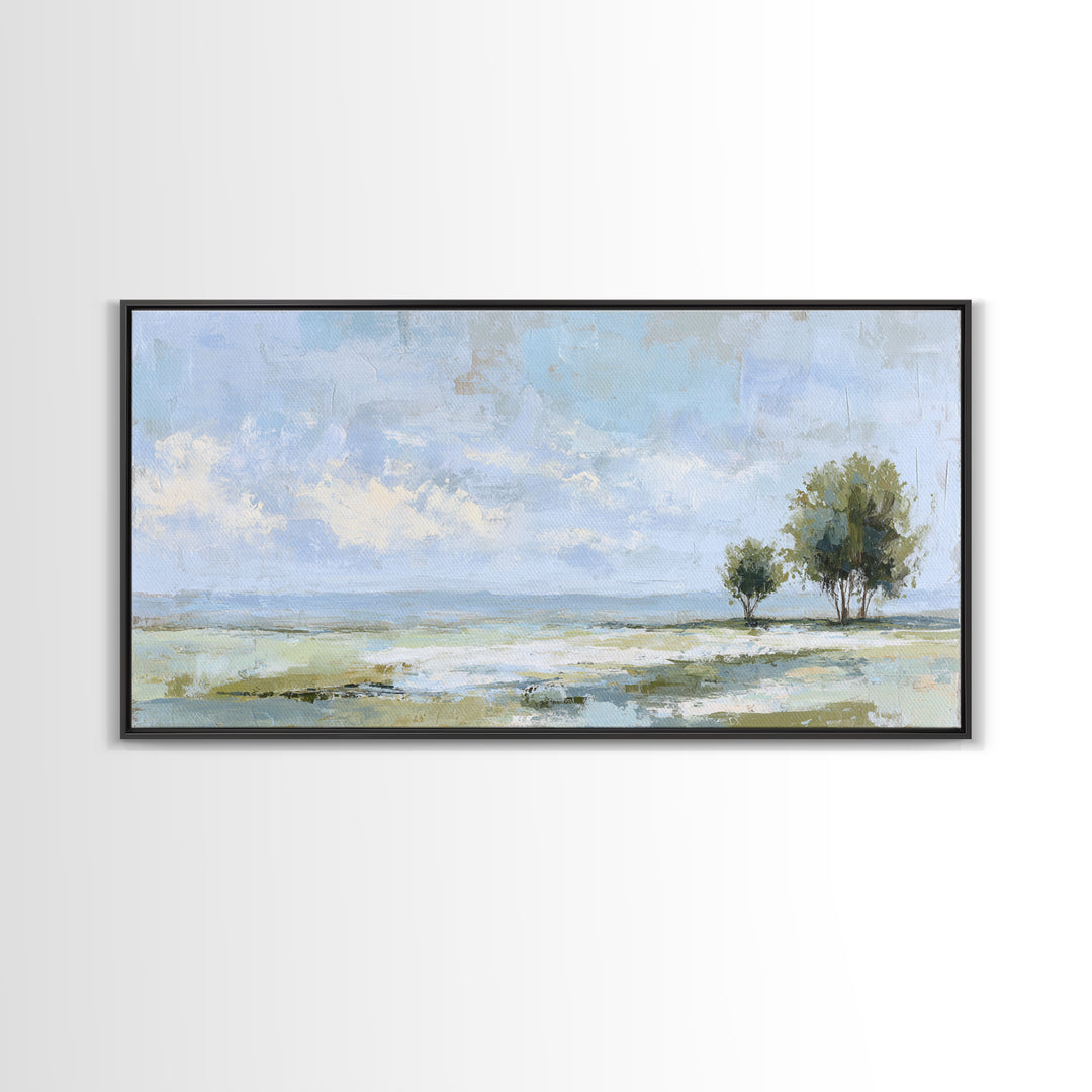 Open Field with Distant Tree Framed Canvas Print, Waiting Room Art, Dental Art, Waiting Room Decor, Fine Art, Calm, WRA-2x1-67