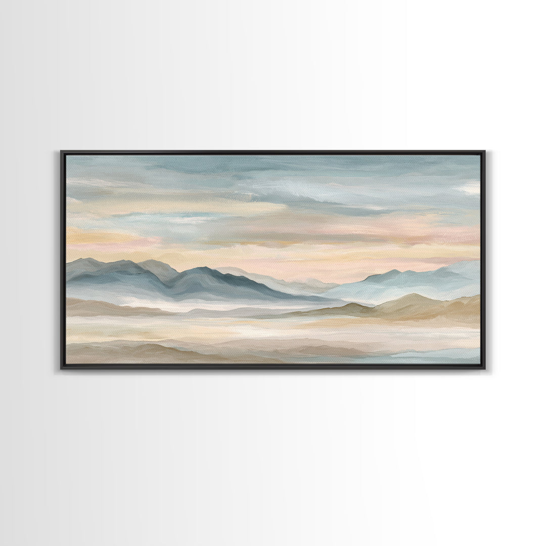 Warm Desert Sunrise Framed Canvas Print, Waiting Room Art, Printable Art, Waiting Room Decor, Watercolor Art, Calm, WRA-2x1-81