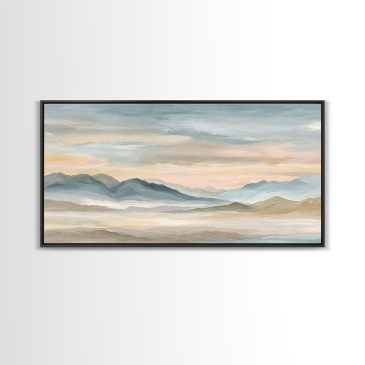 Warm Desert Sunrise Framed Canvas Print, Waiting Room Art, Printable Art, Waiting Room Decor, Watercolor Art, Calm, WRA-2x1-81