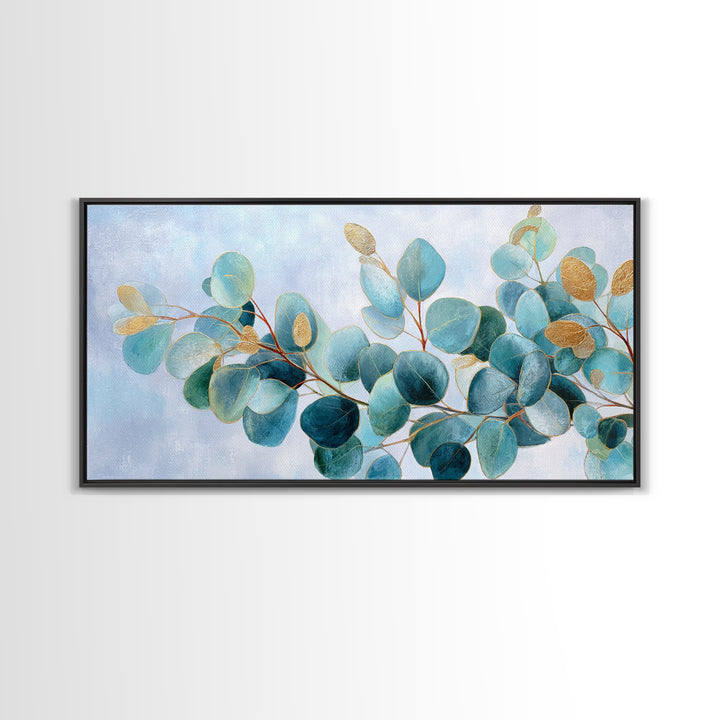 Clean Eucalyptus Leaf Study Framed Canvas Print, Waiting Room Art, Office Wall Art, Waiting Room Decor, Fine Art, Calm, WRA-2x1-85