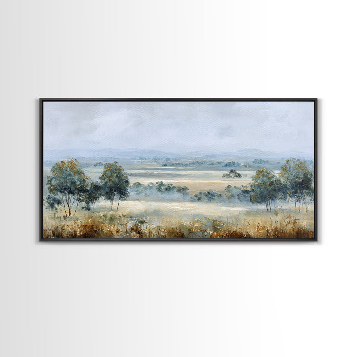 Open Field with Distant Tree Framed Canvas Print, Waiting Room Art, Abstract Art, Waiting Room Decor, Fine Art, Calm, WRA-2x1-91