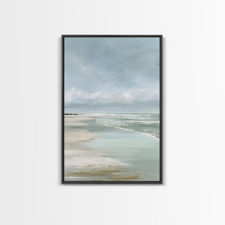 Coastal Horizon with Pale Sand and Water Framed Canvas Print, Waiting Room Art, Printable Wall Art, Waiting Room Decor, Calm, WRA-2x3-17