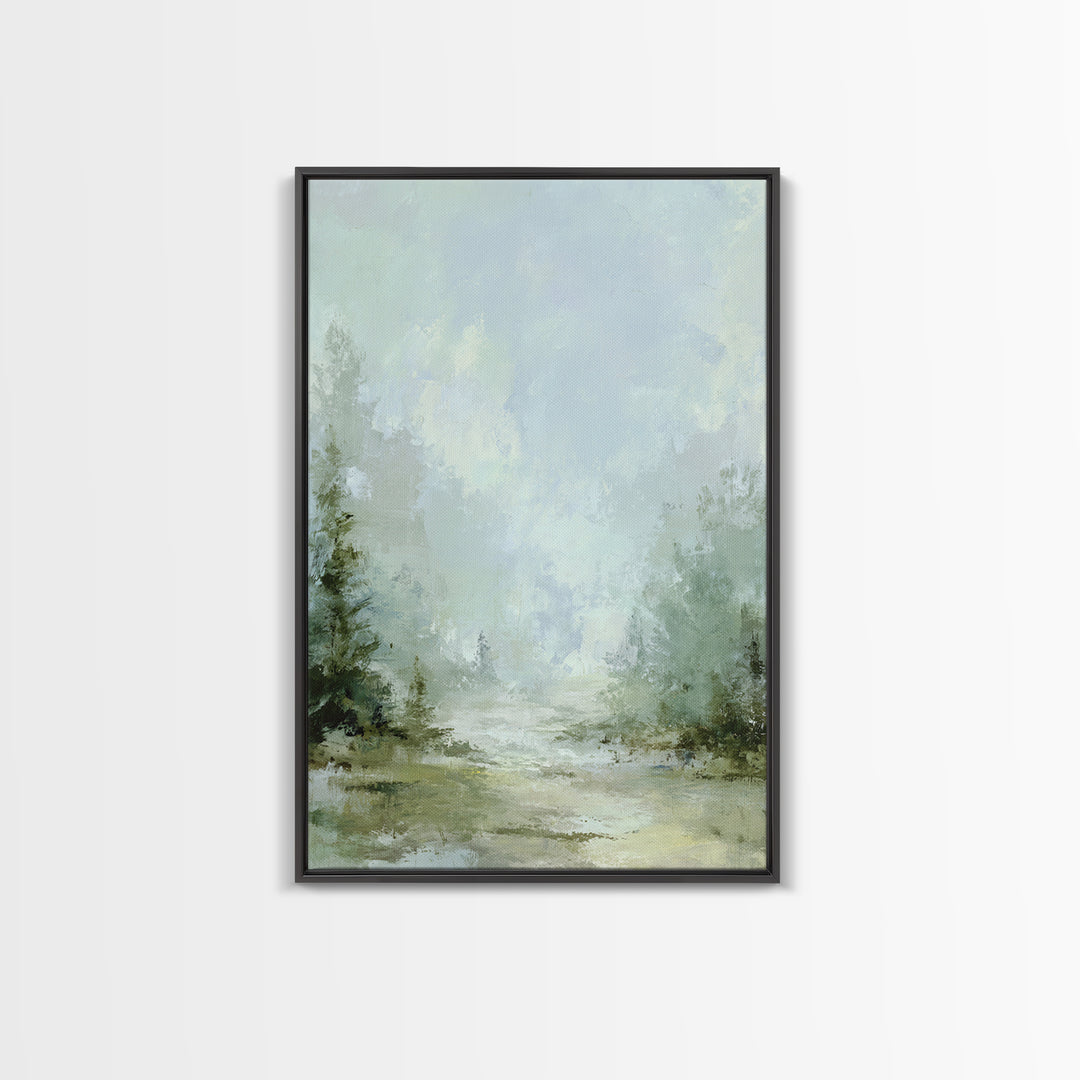 Misty Forest Path Framed Canvas Print, Waiting Room Art, Neutral Decor, Waiting Room Decor, Fine Art, Calm, Wall Art, WRA-2x3-19
