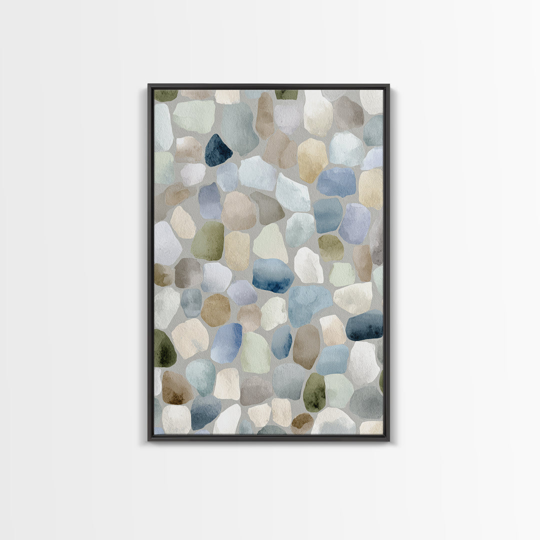 Pastel Rainbow Shapes for Pediatric Spaces Framed Canvas Print, Waiting Room Art, Boho Decor, Waiting Room Decor, Calm, WRA-2x3-2