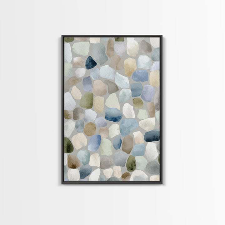 Pastel Rainbow Shapes for Pediatric Spaces Framed Canvas Print, Waiting Room Art, Boho Decor, Waiting Room Decor, Calm, WRA-2x3-2