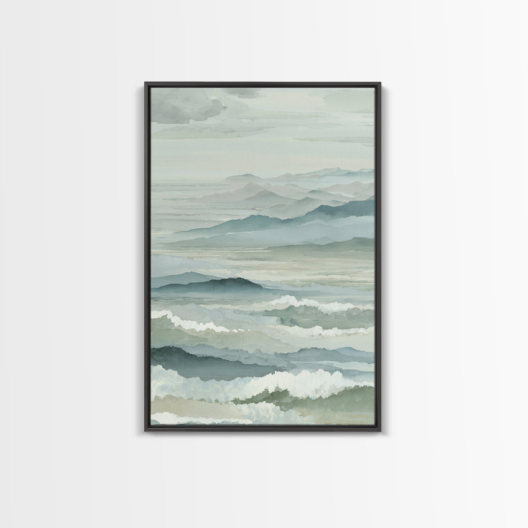 Simple Mountain Layers Framed Canvas Print, Waiting Room Art, Textured Painting, Waiting Room Decor, Calm, Printable Art, WRA-2x3-22
