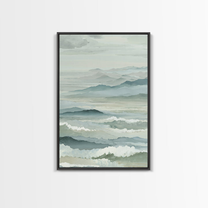Simple Mountain Layers Framed Canvas Print, Waiting Room Art, Textured Painting, Waiting Room Decor, Calm, Printable Art, WRA-2x3-22