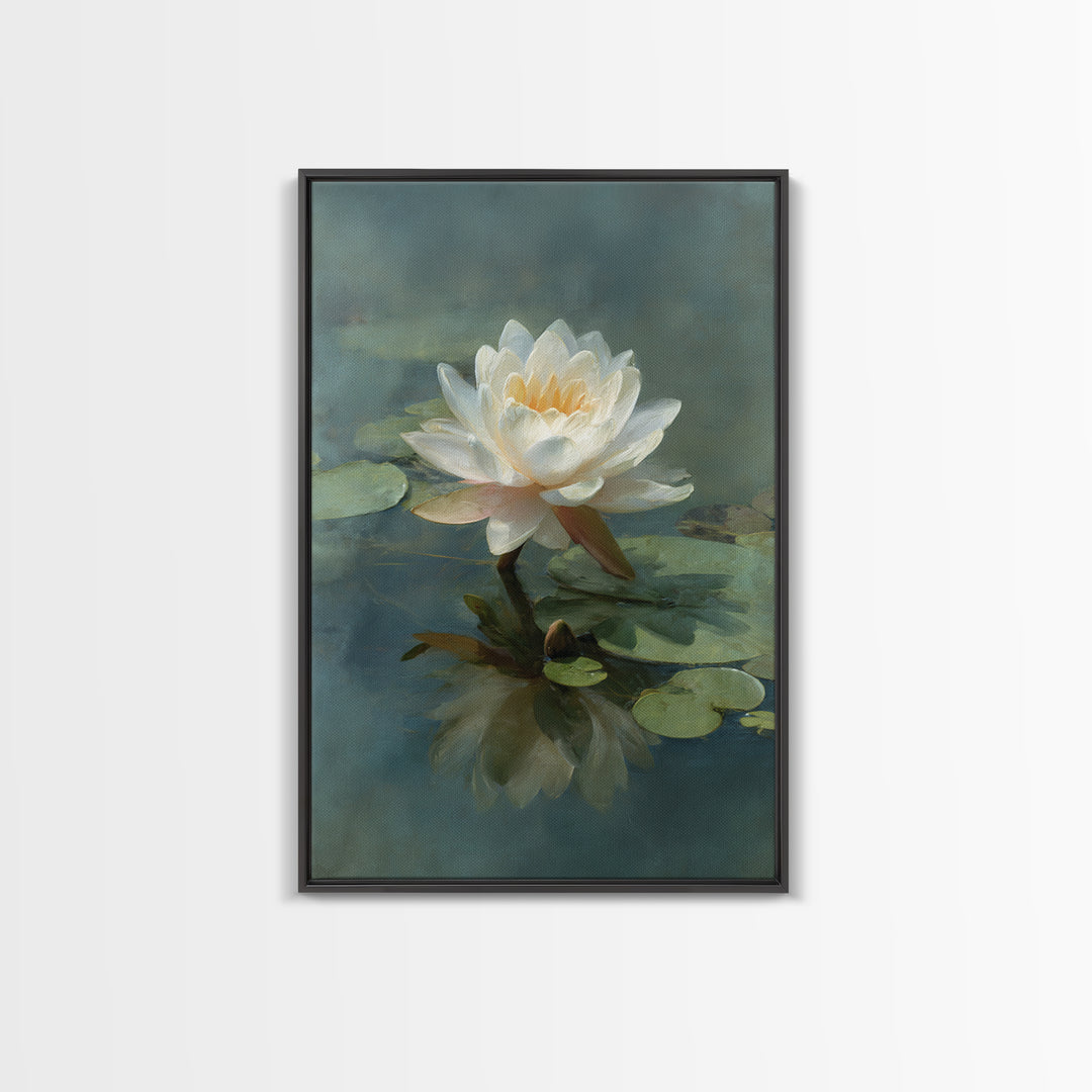 Lotus Flower on Still Water Canvas Print, Waiting Room Art, Art Print, Waiting Room Decor, Fine Art, Calm, Abstract Art, WRA-2x3-23