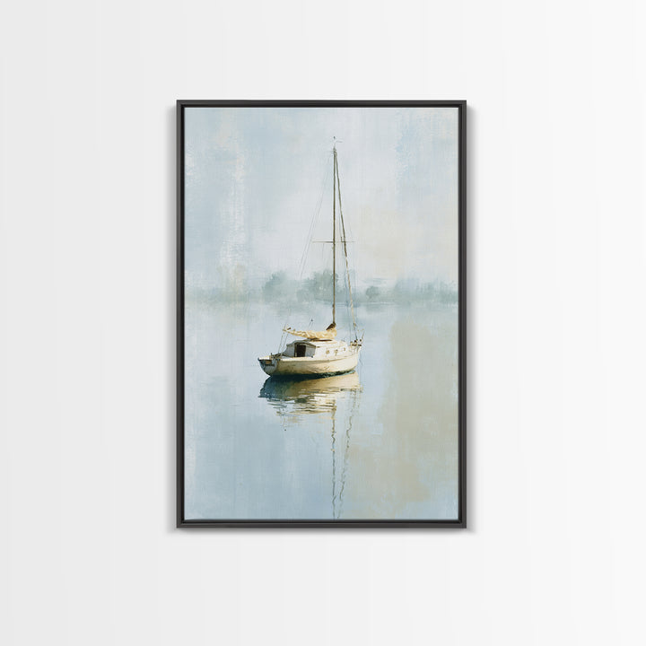 Quiet Sailboat on Calm Water Framed Canvas Print, Waiting Room Art, Dental Art, Waiting Room Decor, Fine Art, Calm, WRA-2x3-3