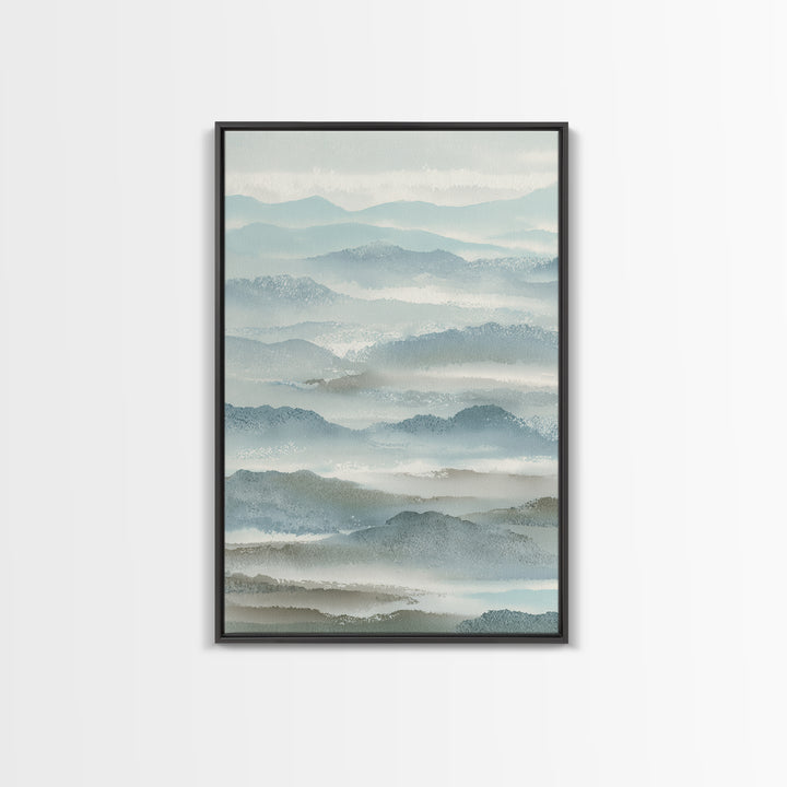 Simple Mountain Layers Framed Canvas Print, Waiting Room Art, Textured Painting, Waiting Room Decor, Calm, Printable Art, WRA-2x3-46
