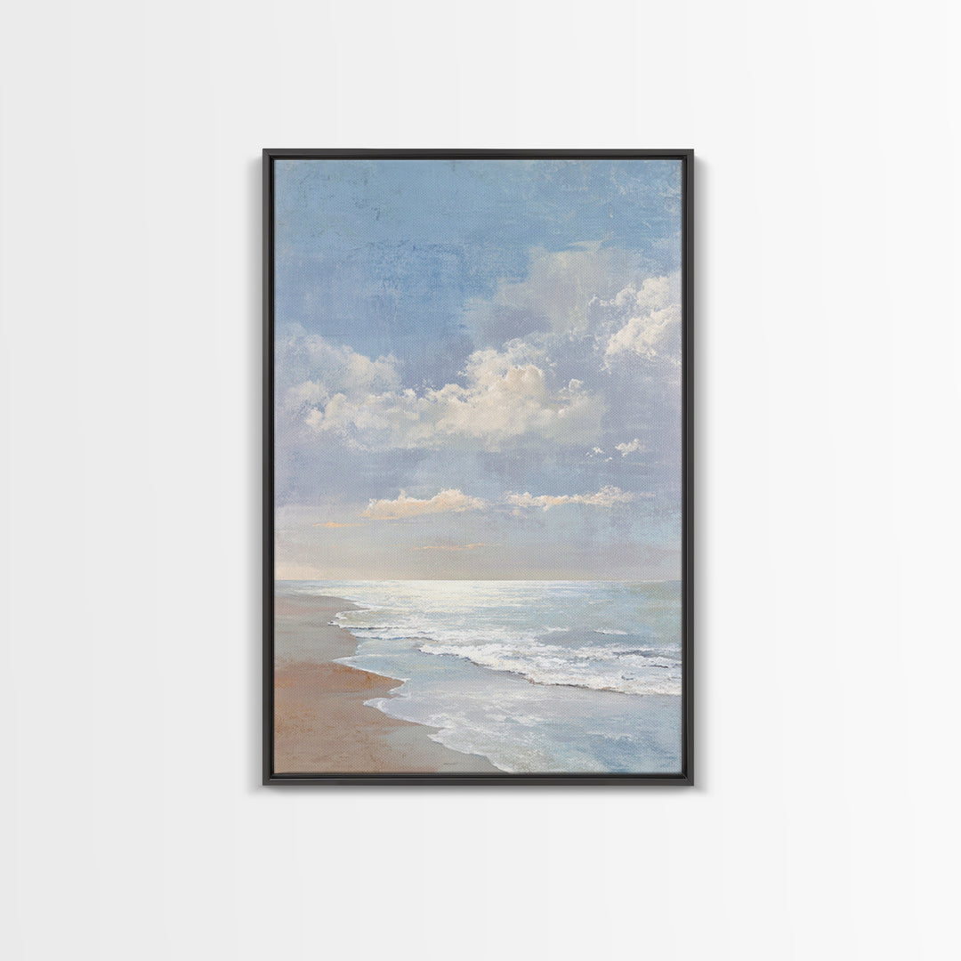 Coastal Horizon with Pale Sand and Water Canvas Print, Waiting Room Art, Office Wall Art, Waiting Room Decor, Oil Painting, WRA-2x3-65