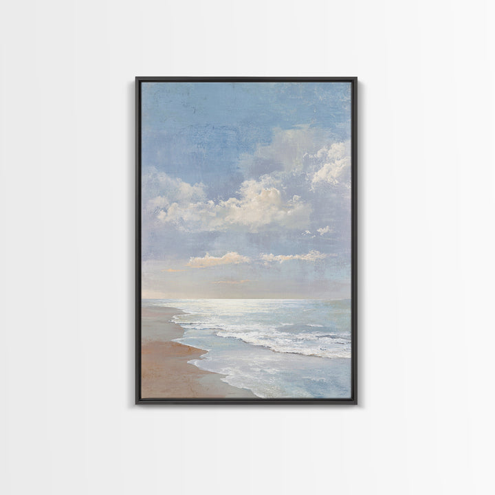 Coastal Horizon with Pale Sand and Water Canvas Print, Waiting Room Art, Office Wall Art, Waiting Room Decor, Oil Painting, WRA-2x3-65