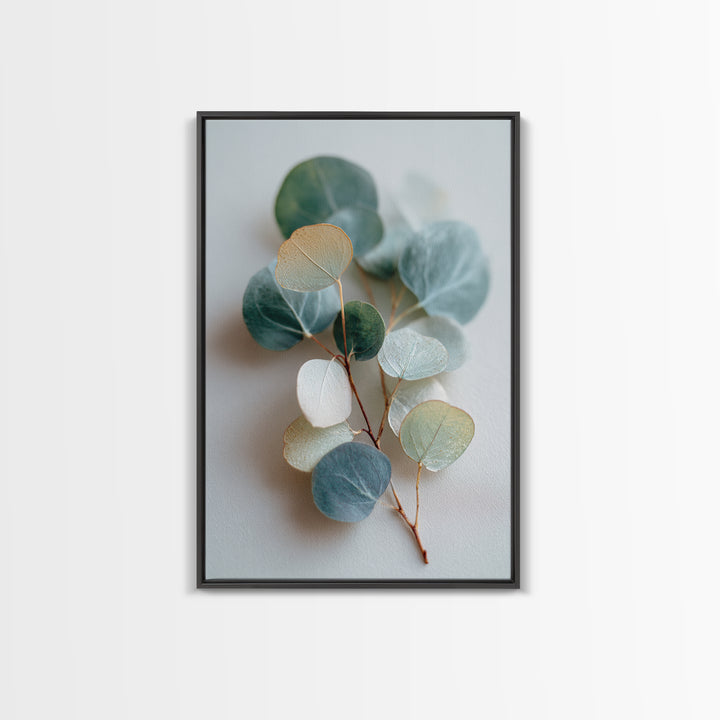 Clean Eucalyptus Leaf Study Framed Canvas Print, Waiting Room Art, Living Room Wall Art, Waiting Room Decor, Watercolor Art, WRA-2x3-73