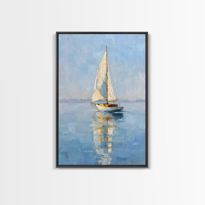 Quiet Sailboat on Calm Water Framed Canvas Print, Waiting Room Art, Abstract Art, Waiting Room Decor, Fine Art, Calm, WRA-2x3-75