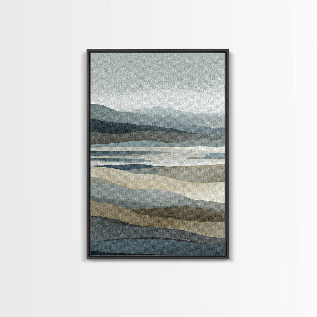 Simple Mountain Layers Framed Canvas Print, Waiting Room Art, Bedroom Decor, Waiting Room Decor, Fine Art, Calm, Abstract, WRA-2x3-94