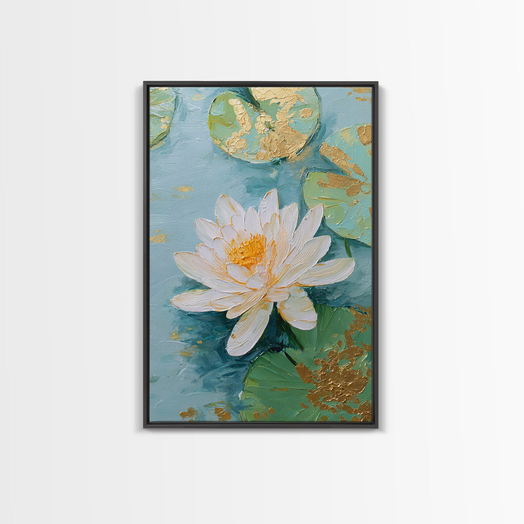 Lotus Flower on Still Water Canvas Print, Waiting Room Art, Gallery Wall Art, Waiting Room Decor, Watercolor Art, Calm, WRA-2x3-95