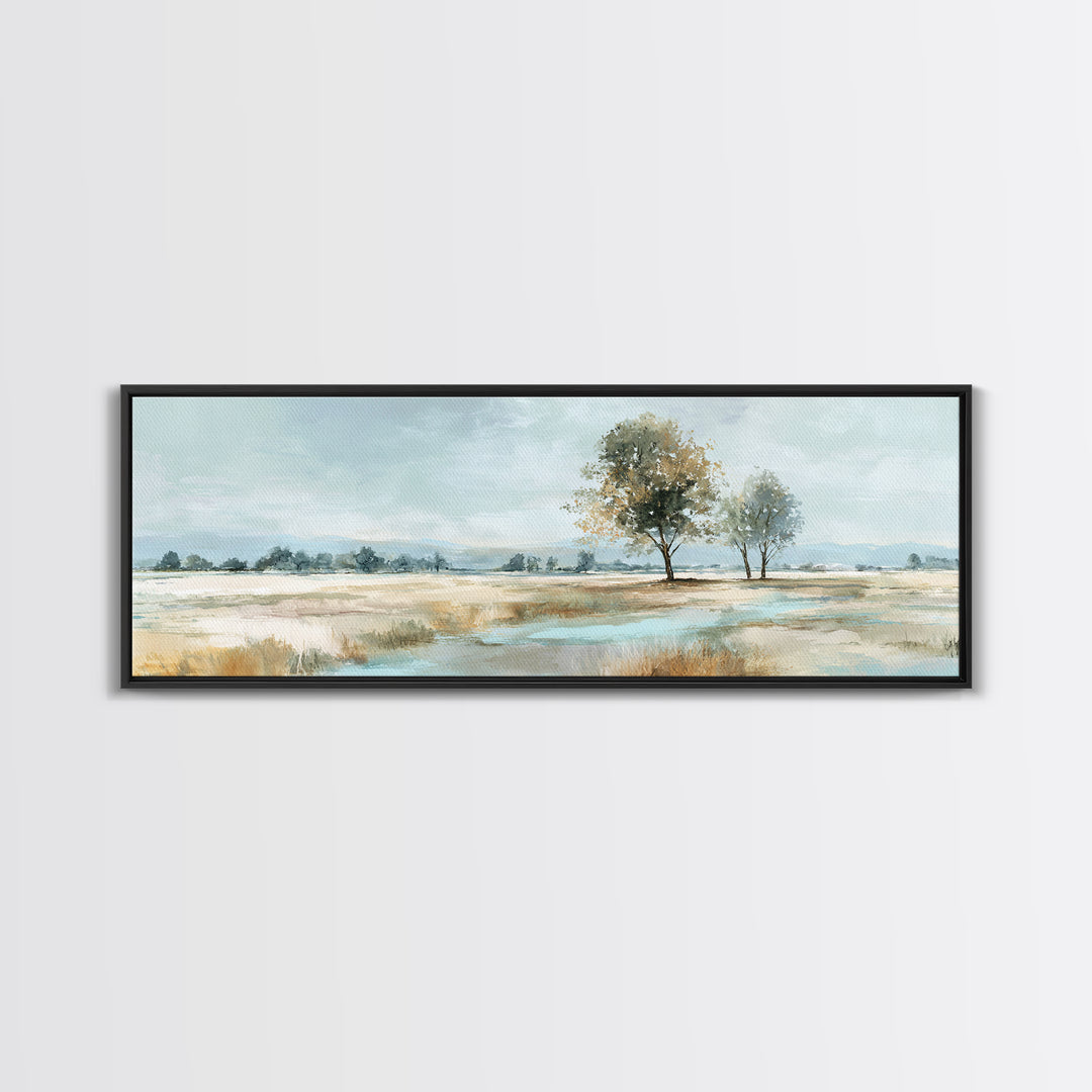 Open Field with Distant Tree Framed Canvas Print, Waiting Room Art, Dental Art, Waiting Room Decor, Fine Art, Calm, WRA-3x1-15