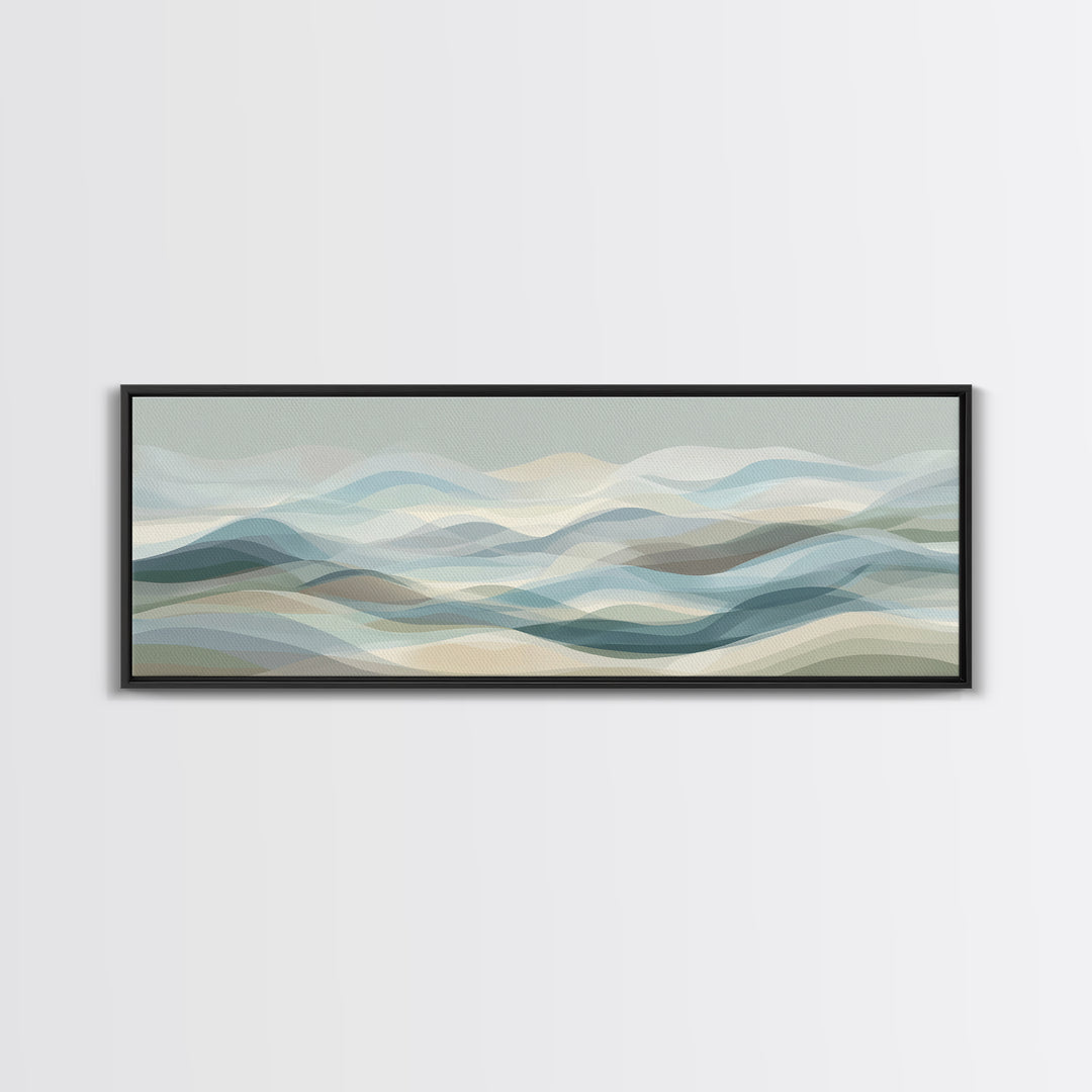 Soft Abstract Waves Framed Canvas Print, Waiting Room Art, Printable Art, Waiting Room Decor, Abstract Art, Calm, WRA-3x1-18