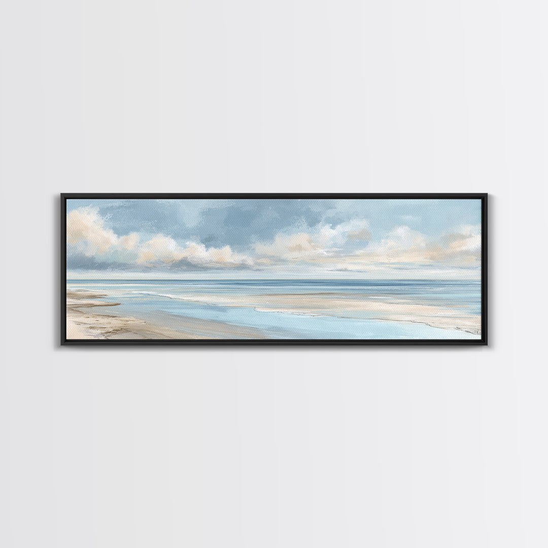 Coastal Horizon with Pale Sand and Water Canvas Print, Waiting Room Art, Landscape, Waiting Room Decor, Fine Art, Calm, WRA-3x1-25