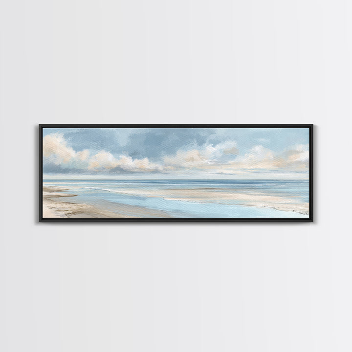 Coastal Horizon with Pale Sand and Water Canvas Print, Waiting Room Art, Landscape, Waiting Room Decor, Fine Art, Calm, WRA-3x1-25