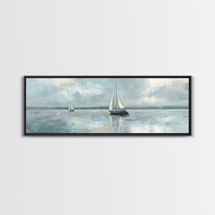 Quiet Sailboat on Calm Water Canvas Print, Waiting Room Art, Art Print, Waiting Room Decor, Fine Art, Calm, Abstract Art, WRA-3x1-35