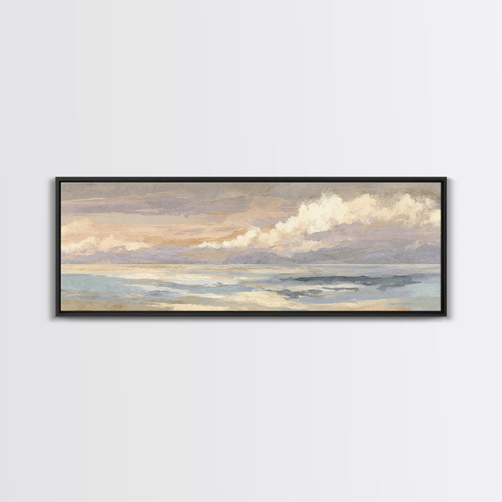 Warm Desert Sunrise Framed Canvas Print, Waiting Room Art, Abstract, Waiting Room Decor, Oil Painting, Calm, Modern Decor, WRA-3x1-53