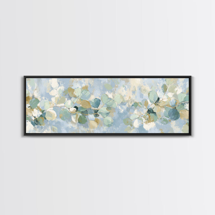 Clean Eucalyptus Leaf Study Framed Canvas Print, Waiting Room Art, Digital Art Print, Waiting Room Decor, Watercolor Art, Calm, WRA-3x1-57