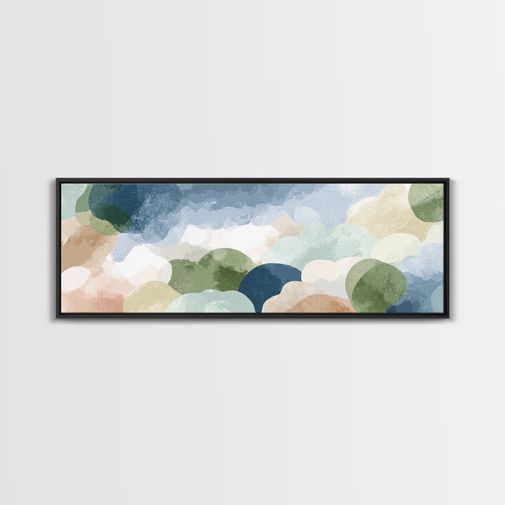 Pastel Rainbow Shapes for Pediatric Spaces Framed Canvas Print, Waiting Room Art, Floral Wall Art, Waiting Room Decor, Calm, WRA-3x1-58