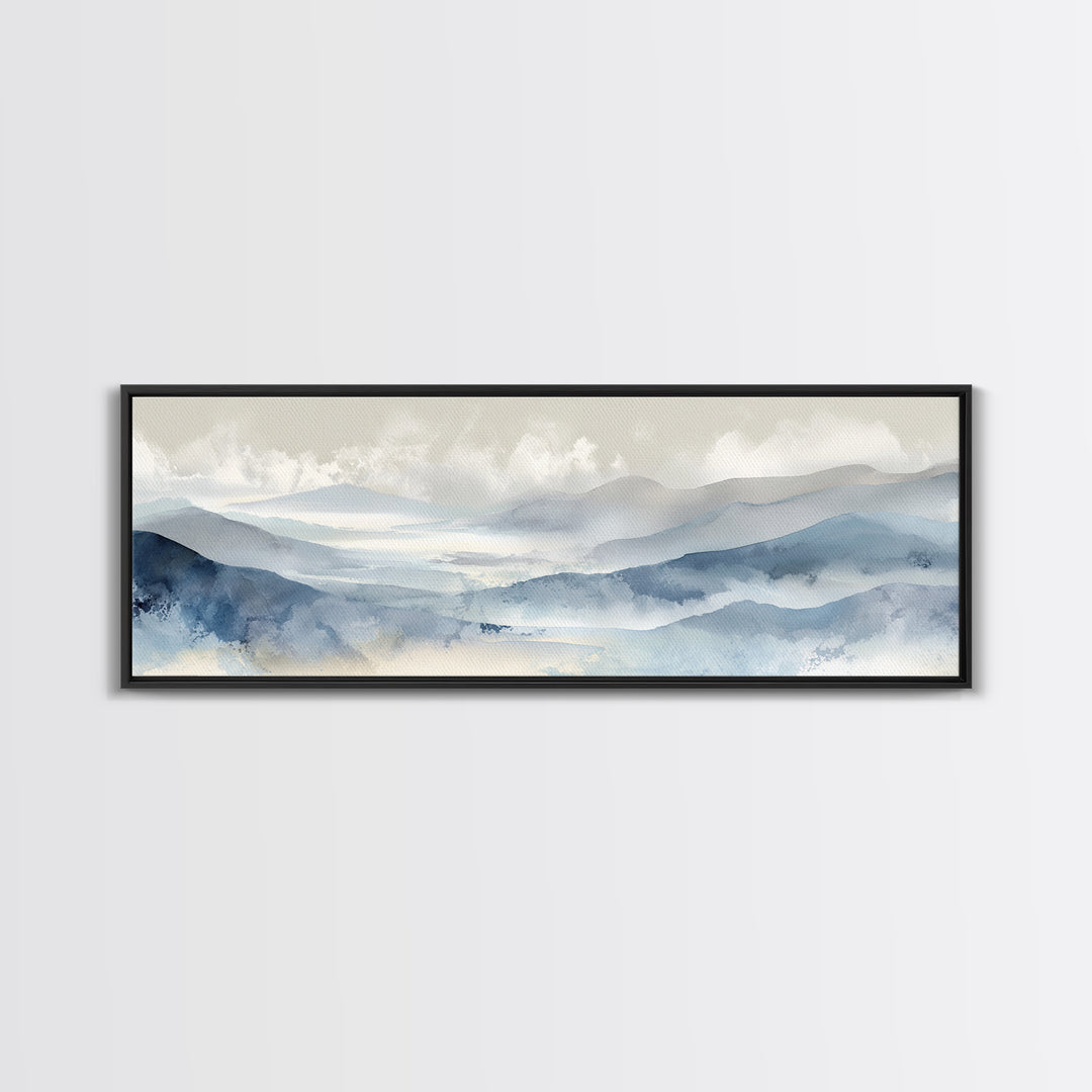 Simple Mountain Layers Canvas Print, Waiting Room Art, Digital Art Print, Waiting Room Decor, Watercolor Art, Calm, WRA-3x1-6