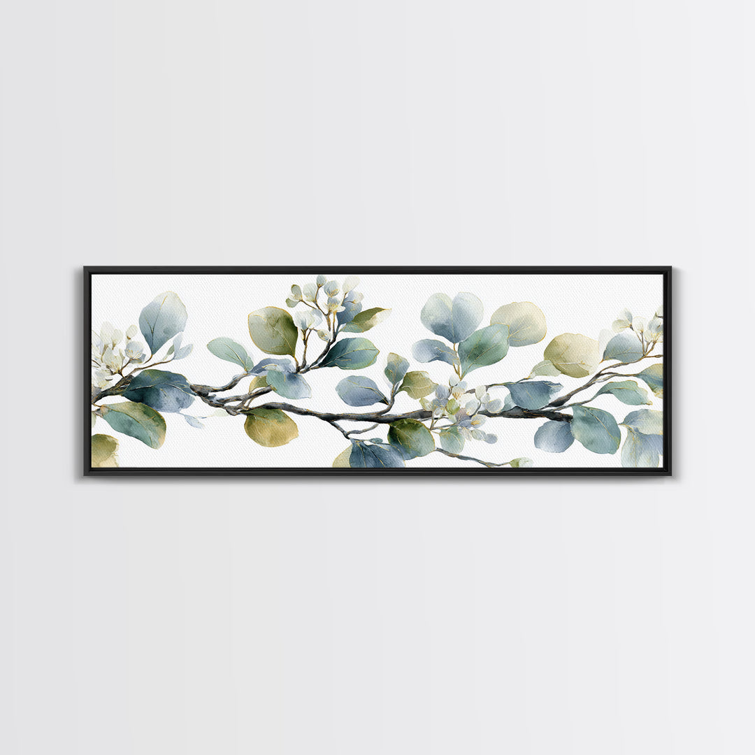Neutral Botanical Branch Framed Canvas Print, Waiting Room Art, Bedroom Decor, Waiting Room Decor, Fine Art, Calm, Abstract, WRA-3x1-67