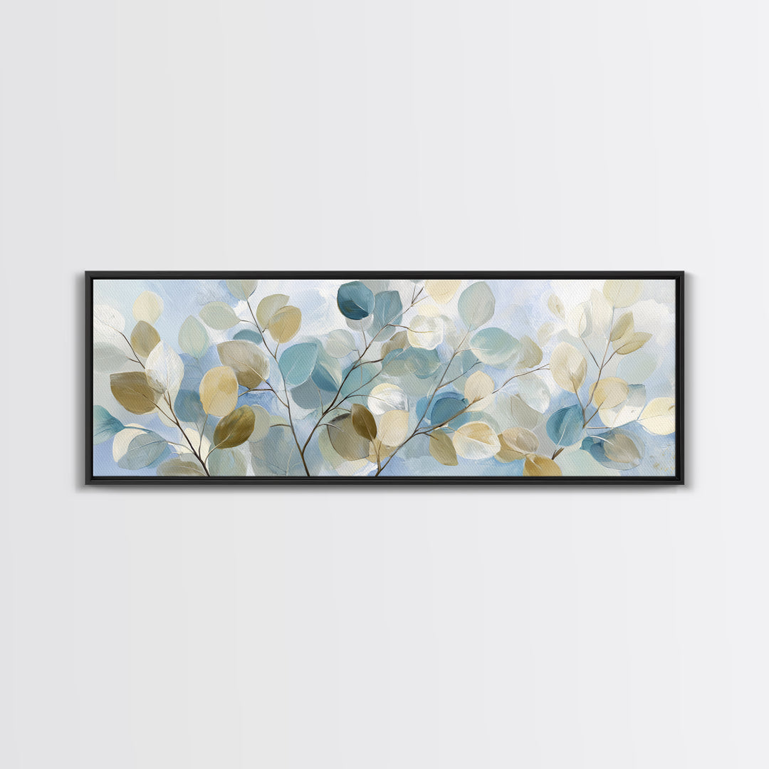 Clean Eucalyptus Leaf Study Framed Canvas Print, Waiting Room Art, Digital Art Print, Waiting Room Decor, Watercolor Art, Calm, WRA-3x1-81
