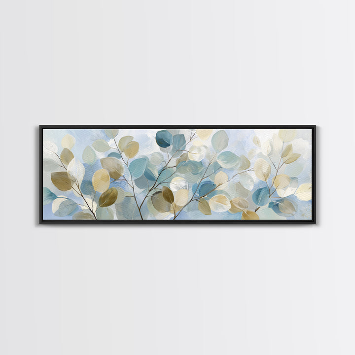 Clean Eucalyptus Leaf Study Framed Canvas Print, Waiting Room Art, Digital Art Print, Waiting Room Decor, Watercolor Art, Calm, WRA-3x1-81