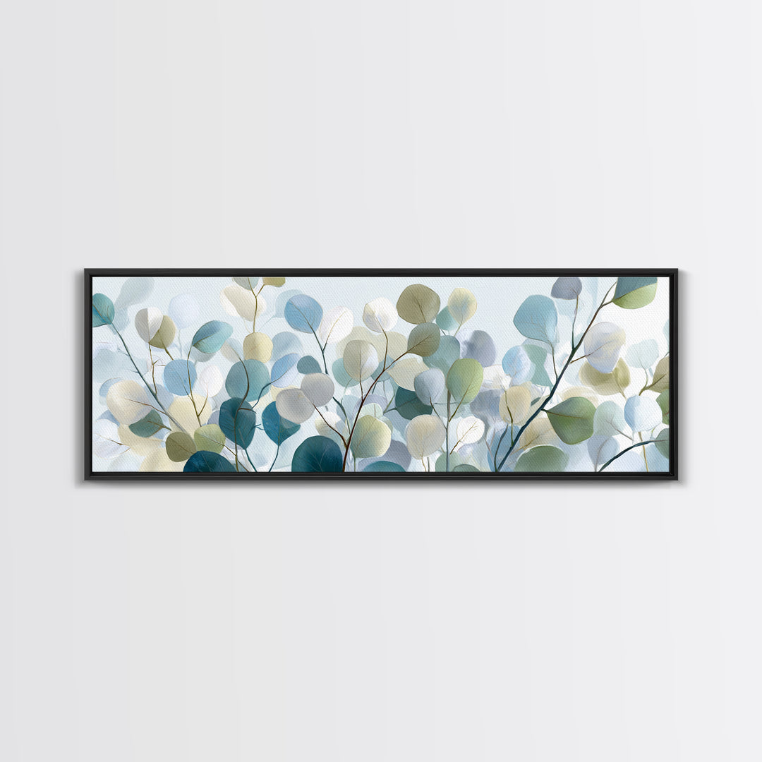 Clean Eucalyptus Leaf Study Framed Canvas Print, Waiting Room Art, Office Wall Art, Waiting Room Decor, Fine Art, Calm, WRA-3x1-9