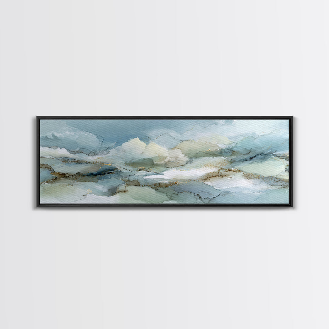 Soft Abstract Waves Framed Canvas Print, Waiting Room Art, Abstract, Waiting Room Decor, Abstract Art, Calm, Modern Decor, WRA-3x1-90