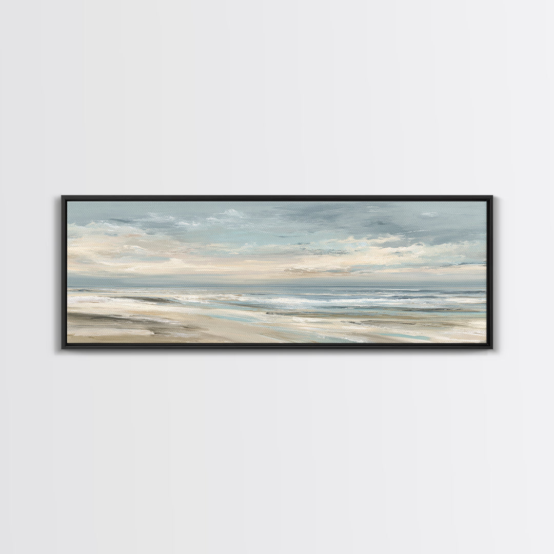 Coastal Horizon with Pale Sand and Water Canvas Print, Waiting Room Art, Gallery Decor, Waiting Room Decor, Fine Art, Calm, WRA-3x1-97